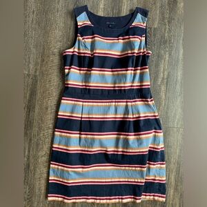 Tommy Hilfiger Pink, Blue, White, Gold Stripped Midi Dress-size 12